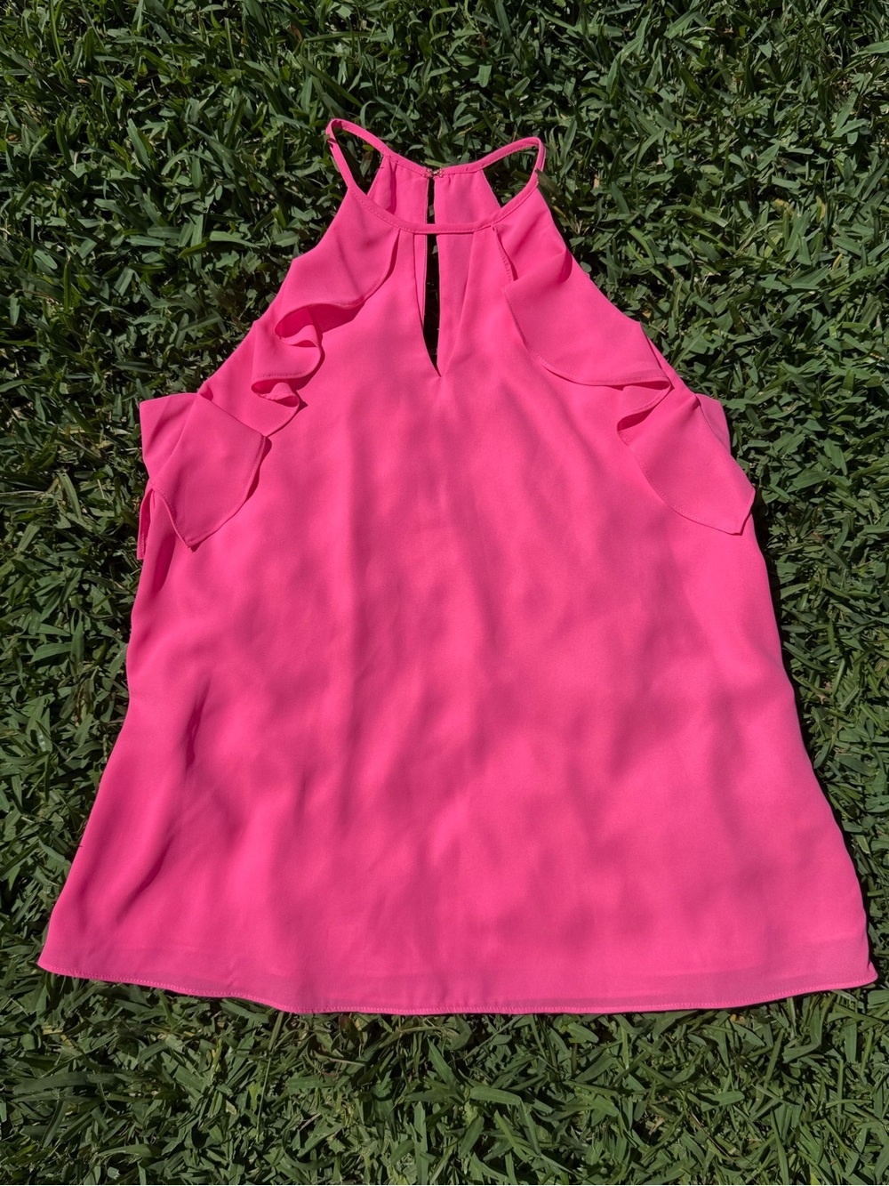 Lilly Pulitzer Bright Pink Ruffle Halter Tank